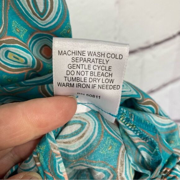 Vintage Anchor Blue Tank SZ M Tunic 100% Cotton Y2K 90’s Turquoise Orange Circle - Picture 10 of 16